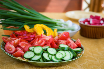 Fresh vegetables prepared for salad