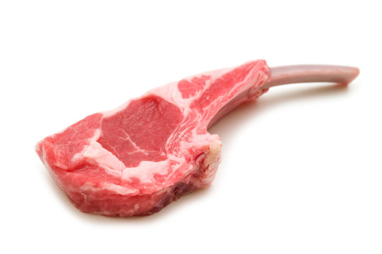 Raw Lamb Meat On White Background