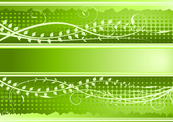 Green floral background with copy-space
