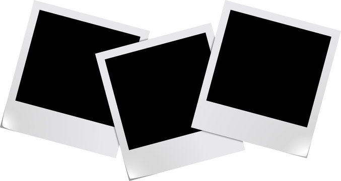 Three blank photo frames isolated on white background