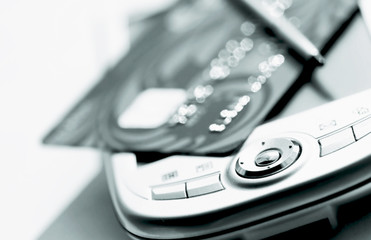 credit card and palmtop