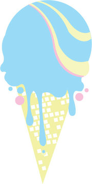 Drippy blueberry and vanilla icecream cone