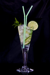 Mojito cocktail over black