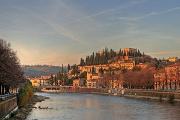 Beautiful view of Verona in late evening.