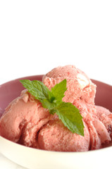 Homemade Strawberry Ice Cream with Mint