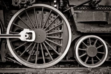 Wanddecoratie Trein steam locomotive wheels  © Mihai Simonia