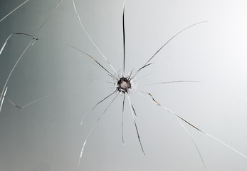 Broken car glass of windscreen