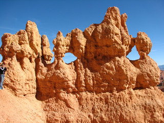 Holes in the multicoloured Hoodoos at Bryce Canyon