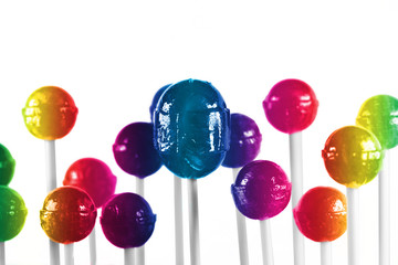 colorful group of lollipop candy isolated