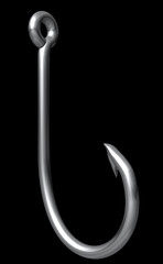 Big Fish Hook on Black