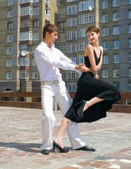 young couple dancing tango - 15128306