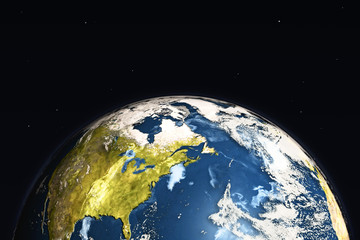 Planet earth on black background