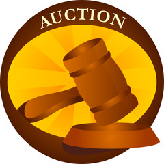 Auction icons with board and abstract background