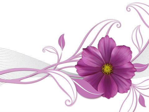 Florales Design mit violetter Bl&uuml;te