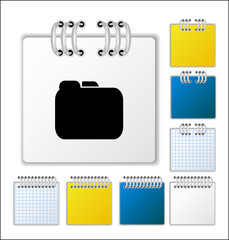 Notebook page with icon. Vector illustration.