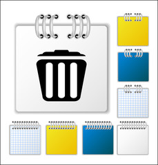 Notebook page with icon. Vector illustration.