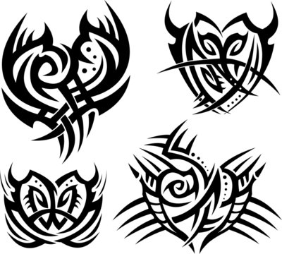 Tribal hearts and shields