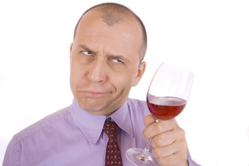 Drunk man on white background