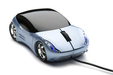 Computer mouse car on white background