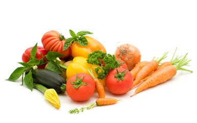 bio fresh vegetables on white background