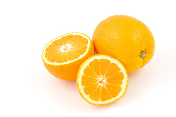 fresh oranges on white background