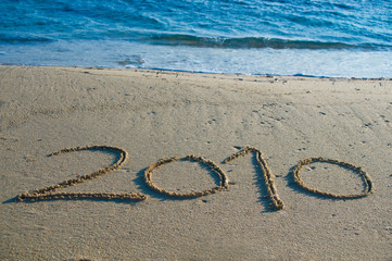 Jahr 2010 in Sand geschrieben