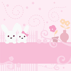 cute bunny pink background