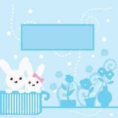 cute bunny blue background