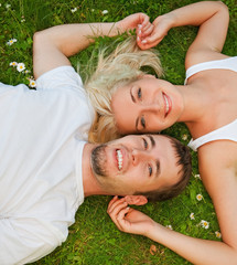 Young couple in love outdoors