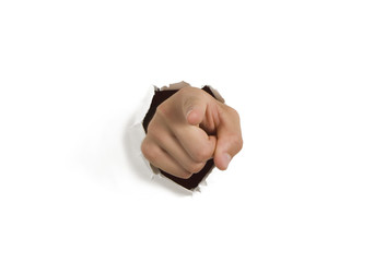 Pointing Hand Breaking Through Wall
