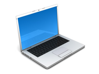 Laptop mit blauem Bildschirm