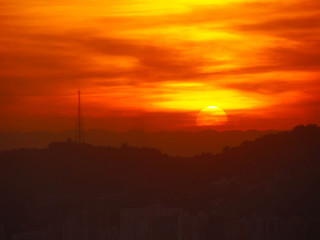 beautiful sunset over the hill