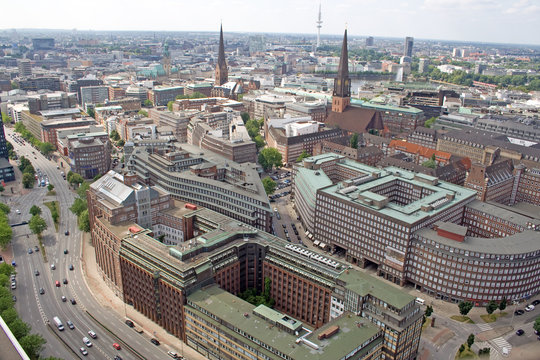 Hamburg: Ber&uuml;hmtes Kontorhausviertel (Luftaufnahme)