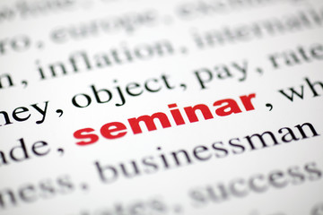 mot seminar seminaire texte flou lettre rouge