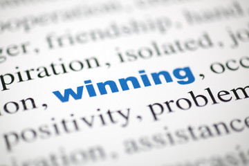 mot winning victoire texte flou mot bleu