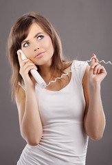 Naklejka premium Woman on Phone