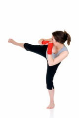 Young female thai boxer