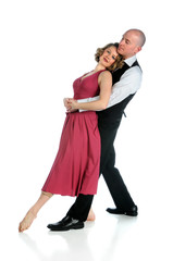 Couple Dancing Over White Background