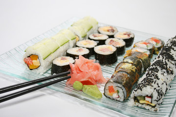 Japanese sushi , traditional japanese food, home sushi