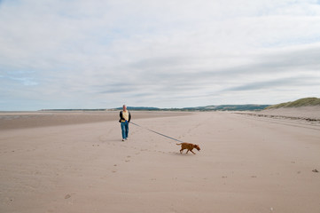 Empty beach with a man