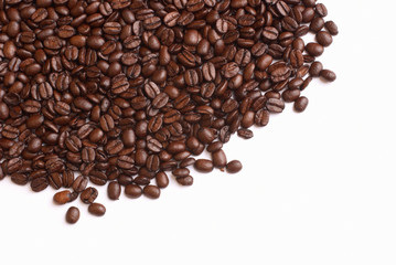 Coffe beans on the white background