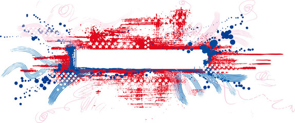 Graphic frame composition with stars and brush strokes