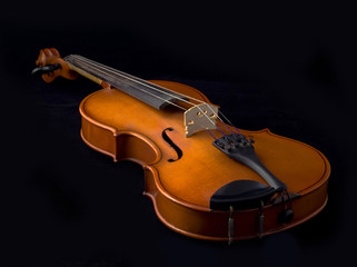 Antique violin over black