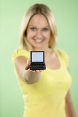 Woman Holding Model Computer