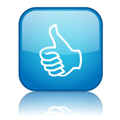 Square button with Thumbs Up symbol (blue)