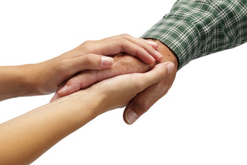 Isolated caring nurse reassuring patient