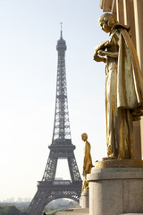 Fototapeta na wymiar Eiffel Tower With Blue Sky