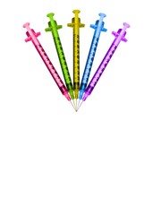 5 coloured hypodermic needles
