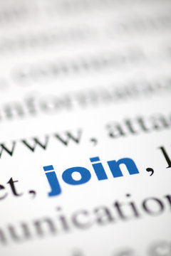 mot join joindre lettres bleu texte flou