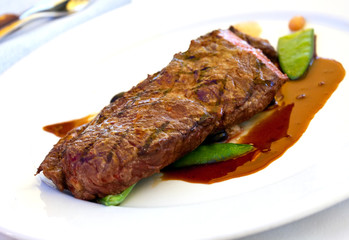 Rumpsteak(Roastbeef) - gegrillt,mit Soße,grünen Bohnen